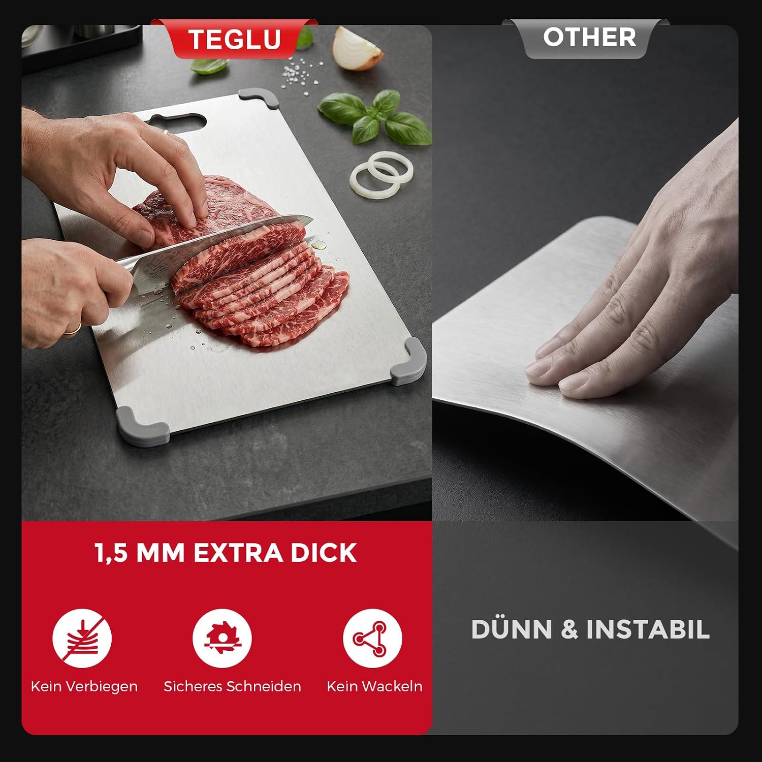 Thumbnail 3 de Teglu HK800294 – zestaw desek do krojenia ze stali 304, 3 rozmiary