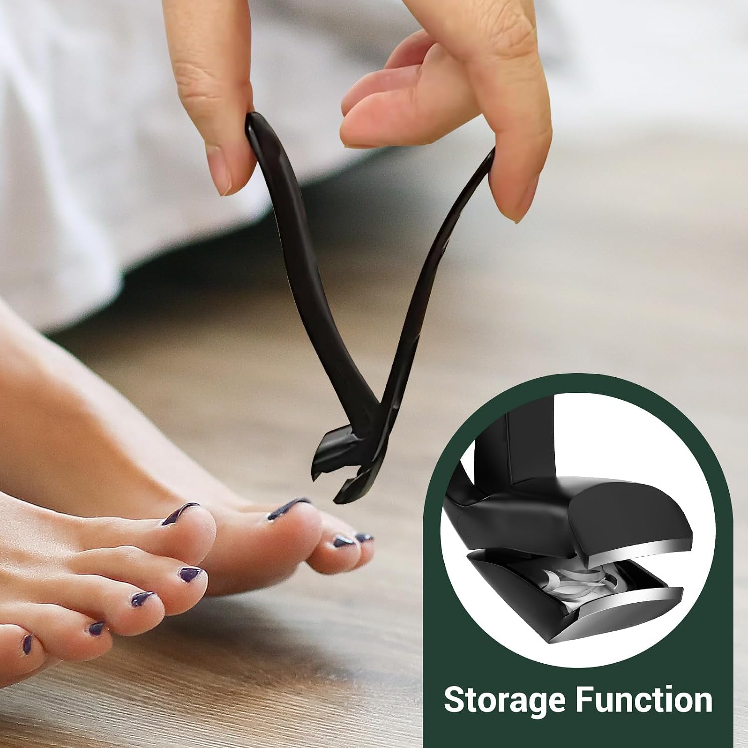 Detalle de VANWIN Angled Head Nail Clippers for Seniors – Ergonomic Toenail Clipper with Catcher
