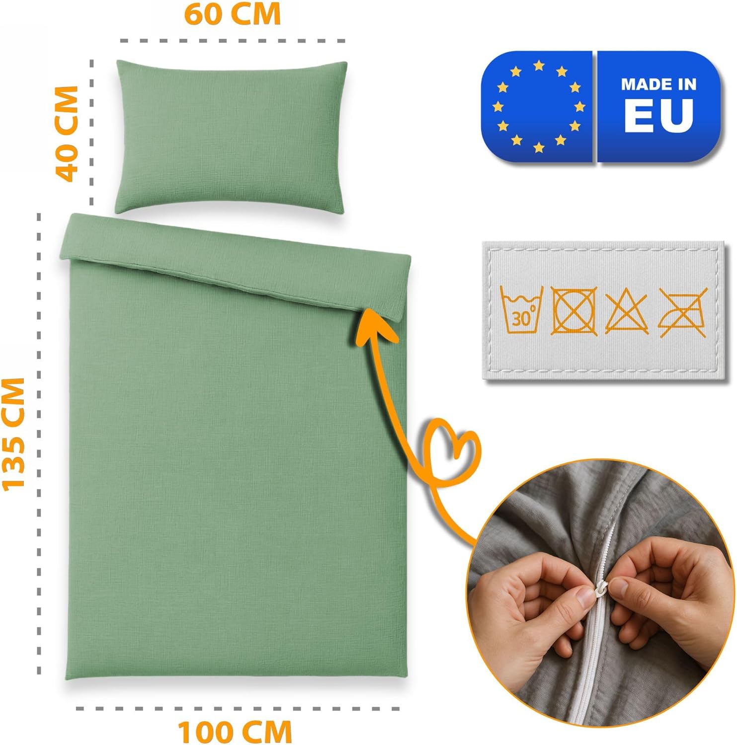 Detalle de Totsy Baby Mousseline Housse de Couette Enfant 100x135cm – Linge de lit en coton mousseline certifié Öko-Tex