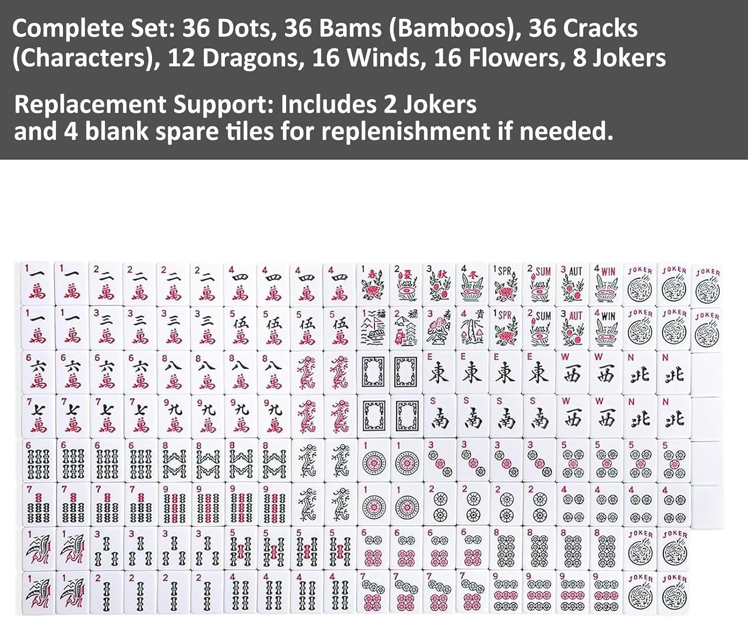 Thumbnail 2 de GUSTARIA 1.2" American Mahjong Tiles - 166 Tiles (Tiles Only, No Dice or Accessories)