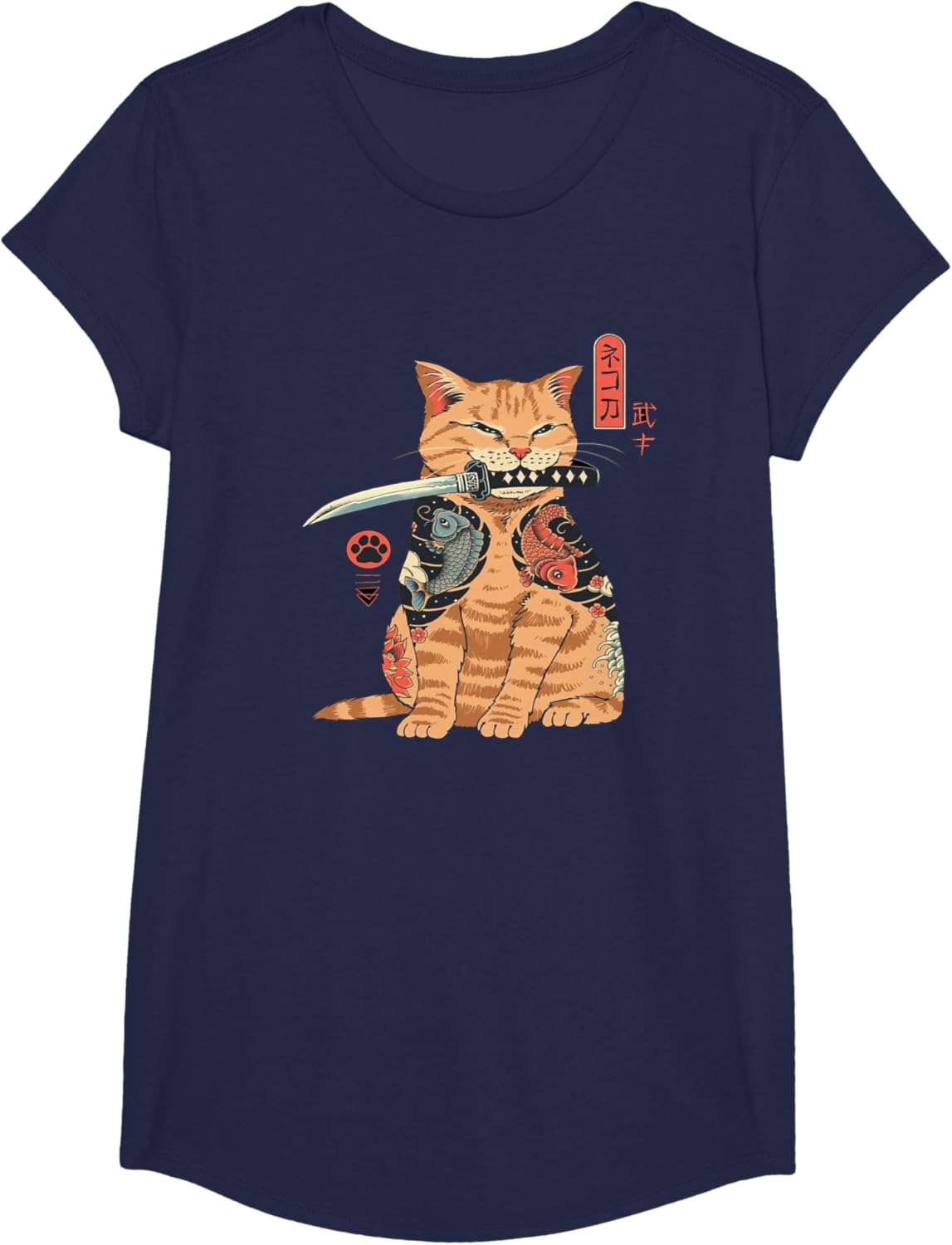 Thumbnail 6 de Giapponese Samurai Ninja Cat Kawaii - Maglietta Grafica Tattoo