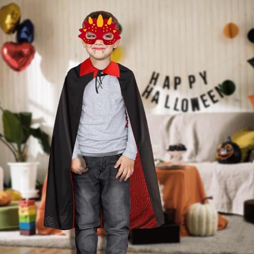 Detalle 2 de Ecloud Shop Mantello di Halloween per bambini, double face nero e rosso, 80 cm