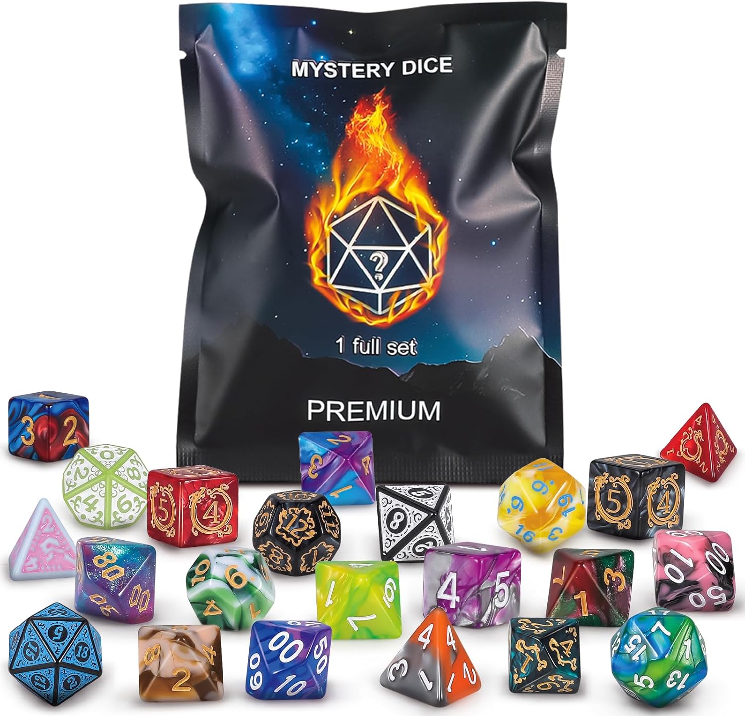 QMAY Mystery Dice Set of 7 Polyhedral Dice
