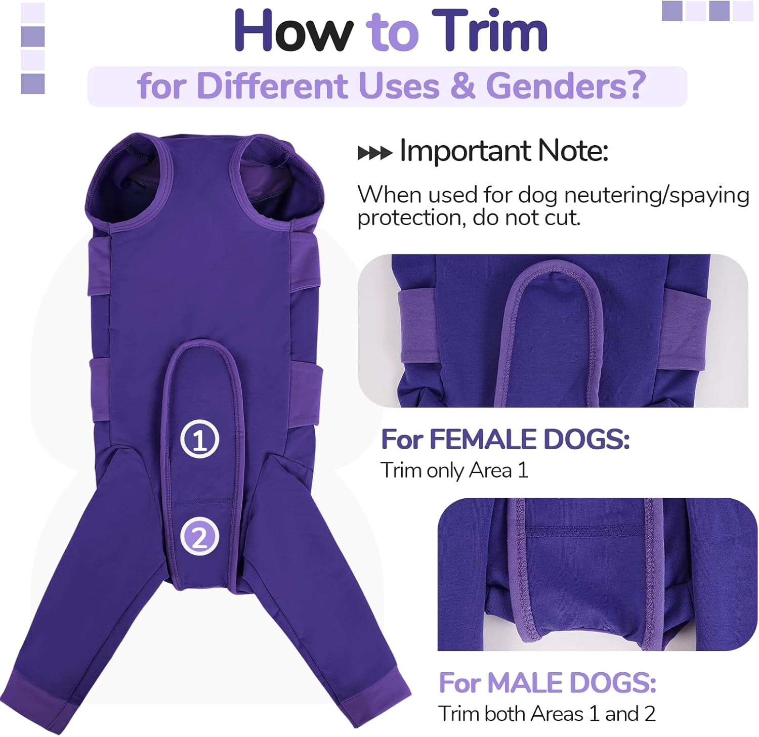 Detalle de Lelepet Dog Body Suit After Surgery – Recovery Sleeve for Large Dogs (Purple, 3XL)