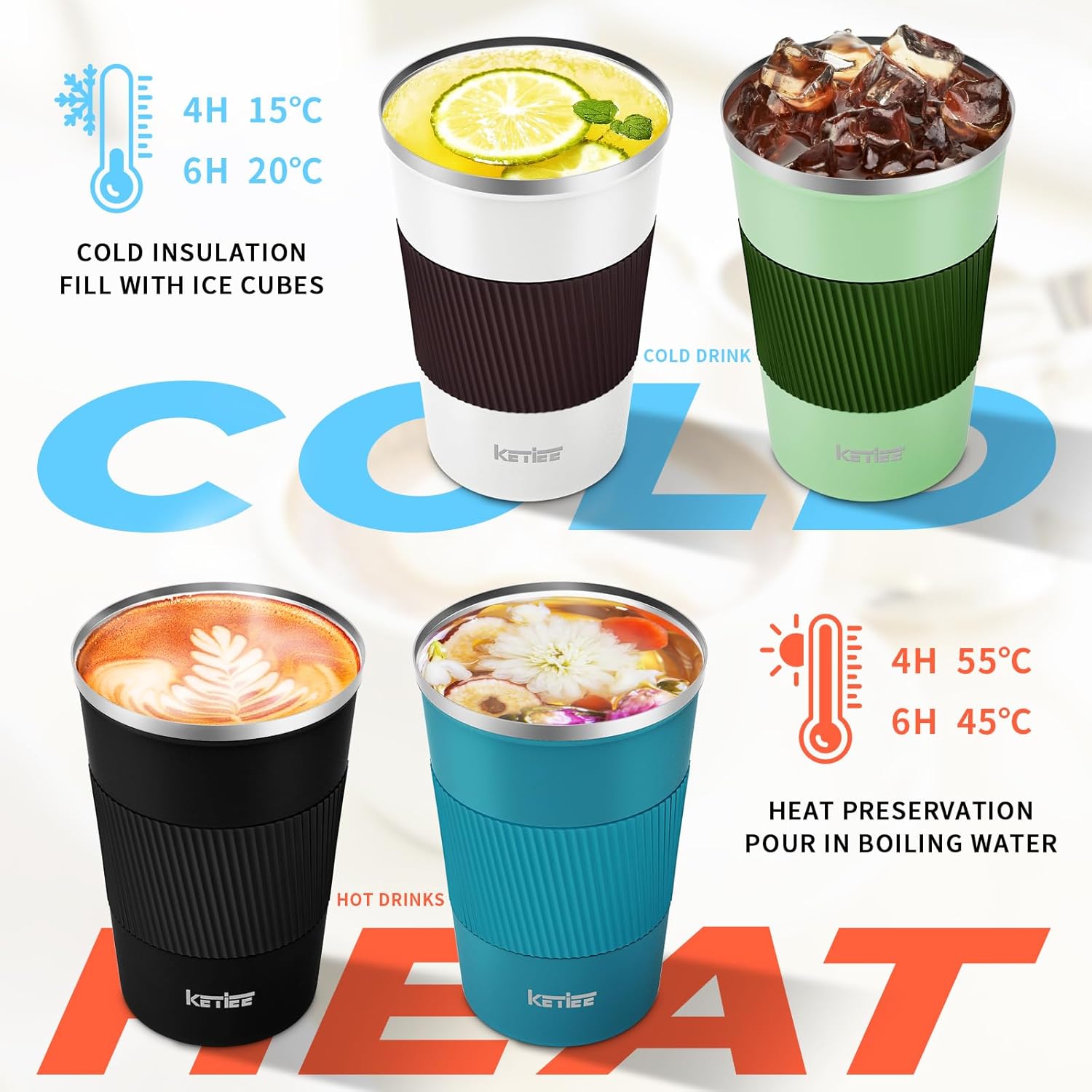 Thumbnail 4 de KETIEE Thermobecher 380 ml Edelstahl