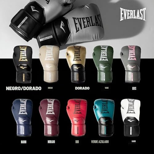 Detalle de Everlast Elite 2 14 oz Guantes de Boxeo (Negro/Oro) para Mujer y Hombre