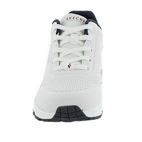 Detalle de Skechers Uno para mujer en color White Durabuck Navy Red Trim (talla 40 EU)