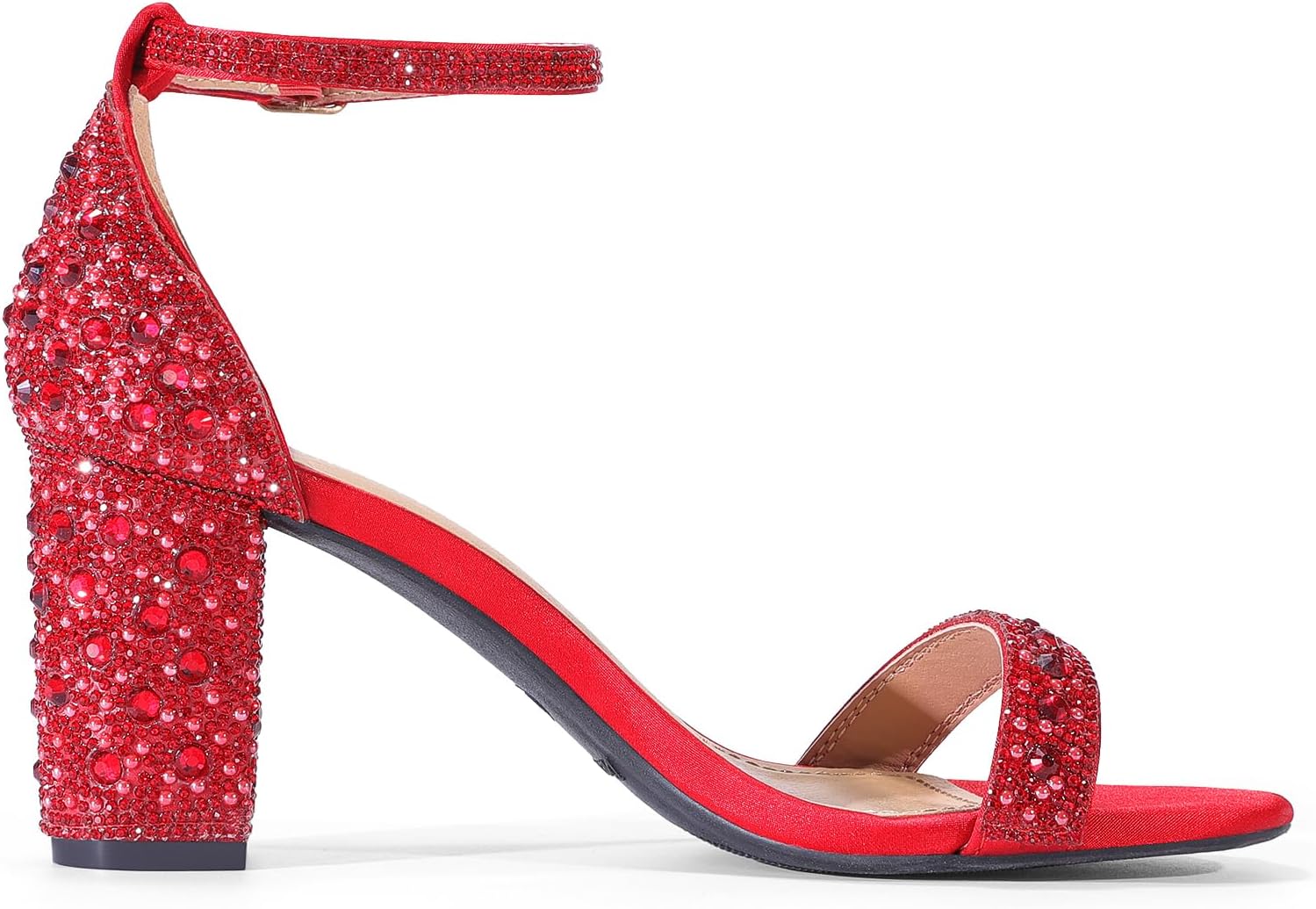 Detalle de DREAM PAIRS 59938 Women's Block Heel Sandals with Rhinestone Detail
