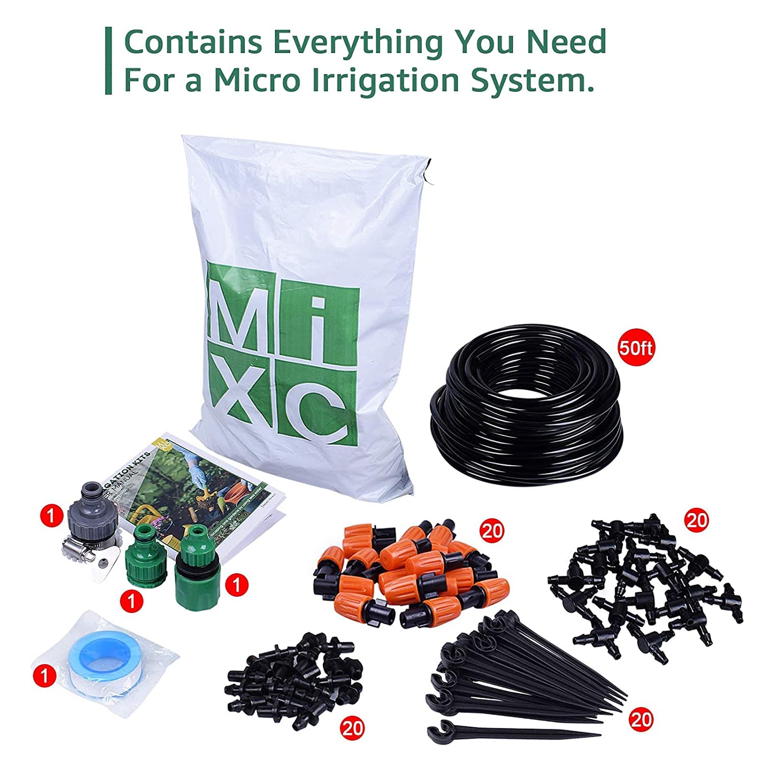 Thumbnail 6 de MIXC 15M Drip Irrigation System Kit — Easy Setup, Water-Saving Auto-Option with Adjustable Sprinklers