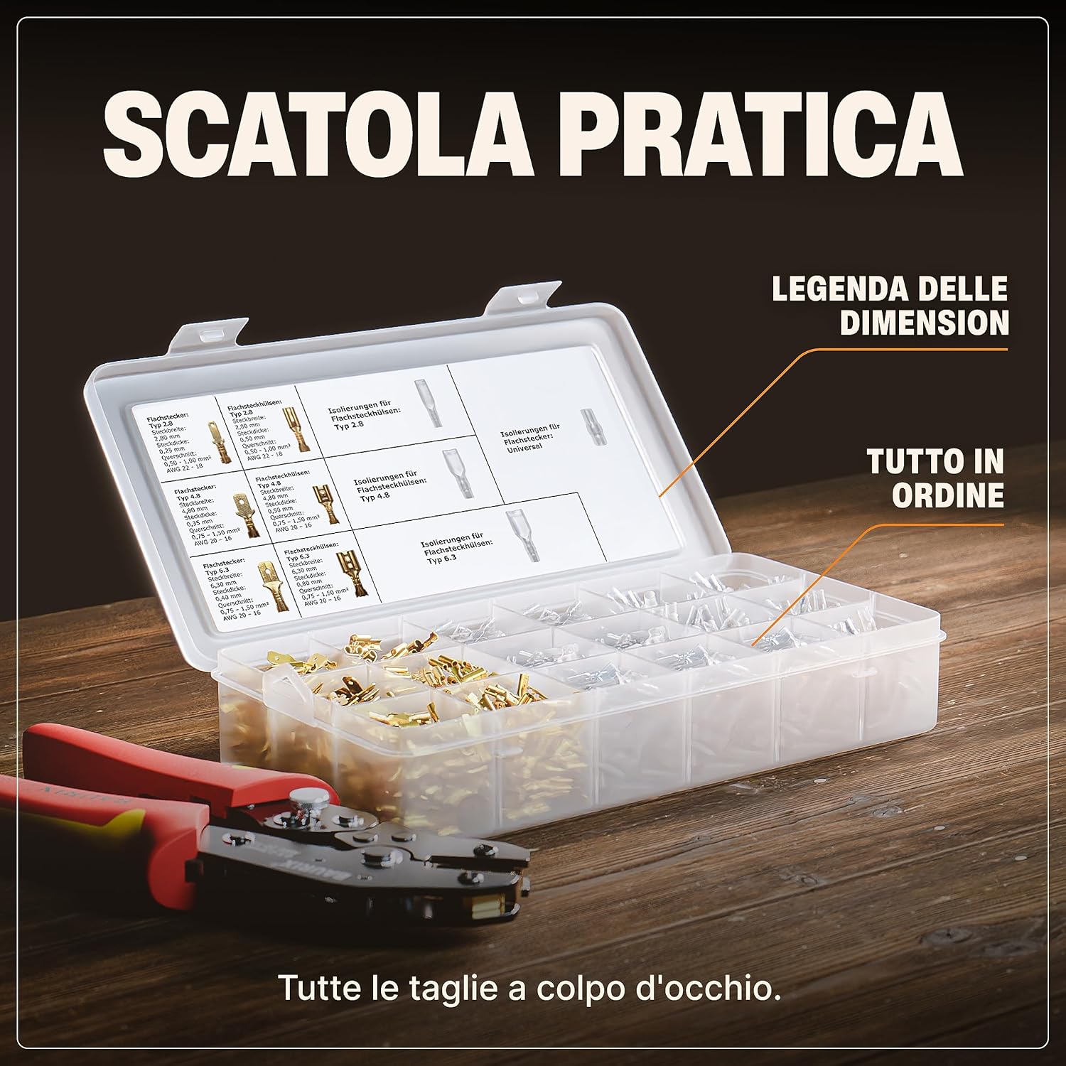 Thumbnail 4 de BAURIX® Connettori Elettrici set 300 pezzi – 2,8/4,8/6,3 mm, box di stoccaggio