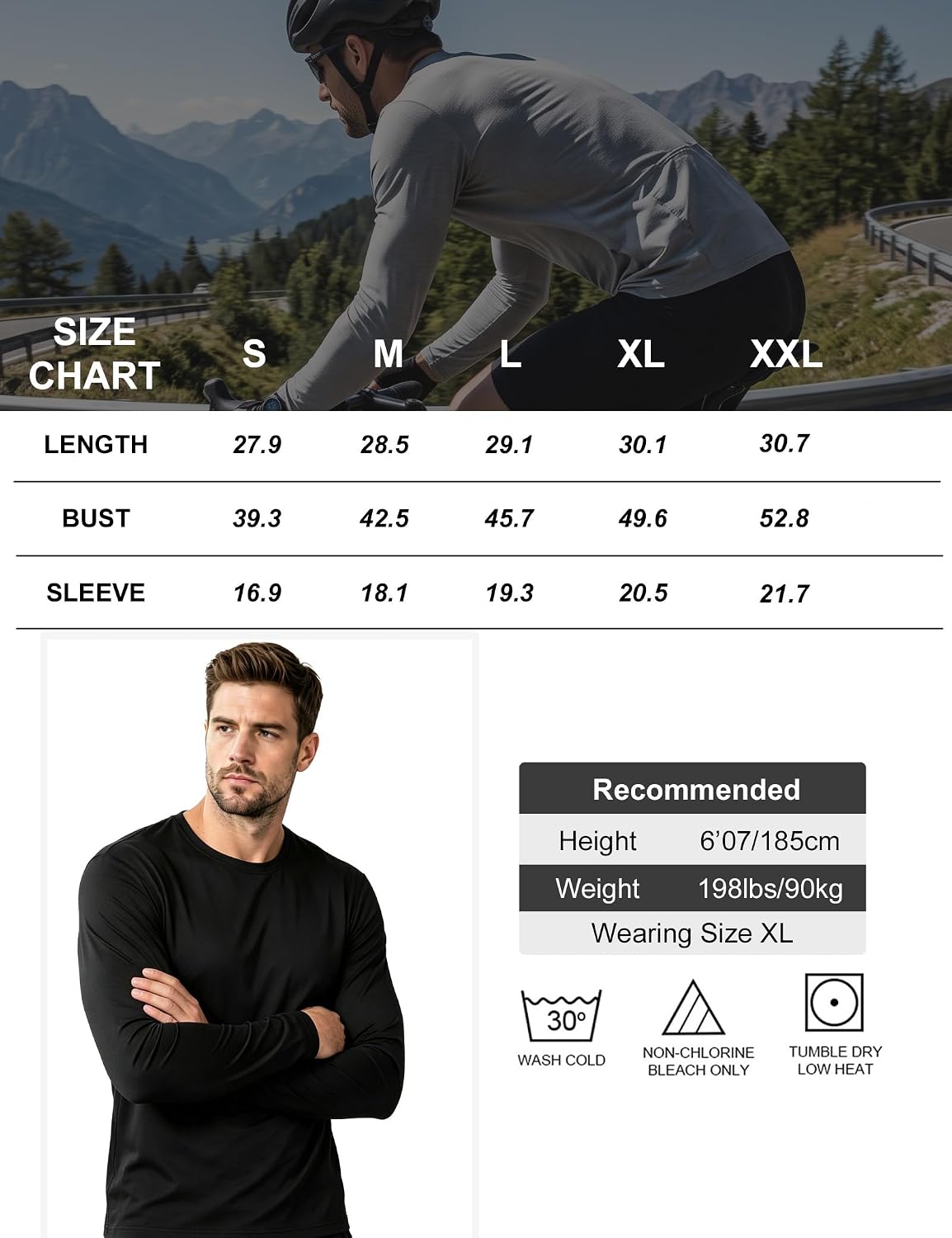 Detalle 2 de Kinglaman Men's Long-Sleeve Workout Shirts