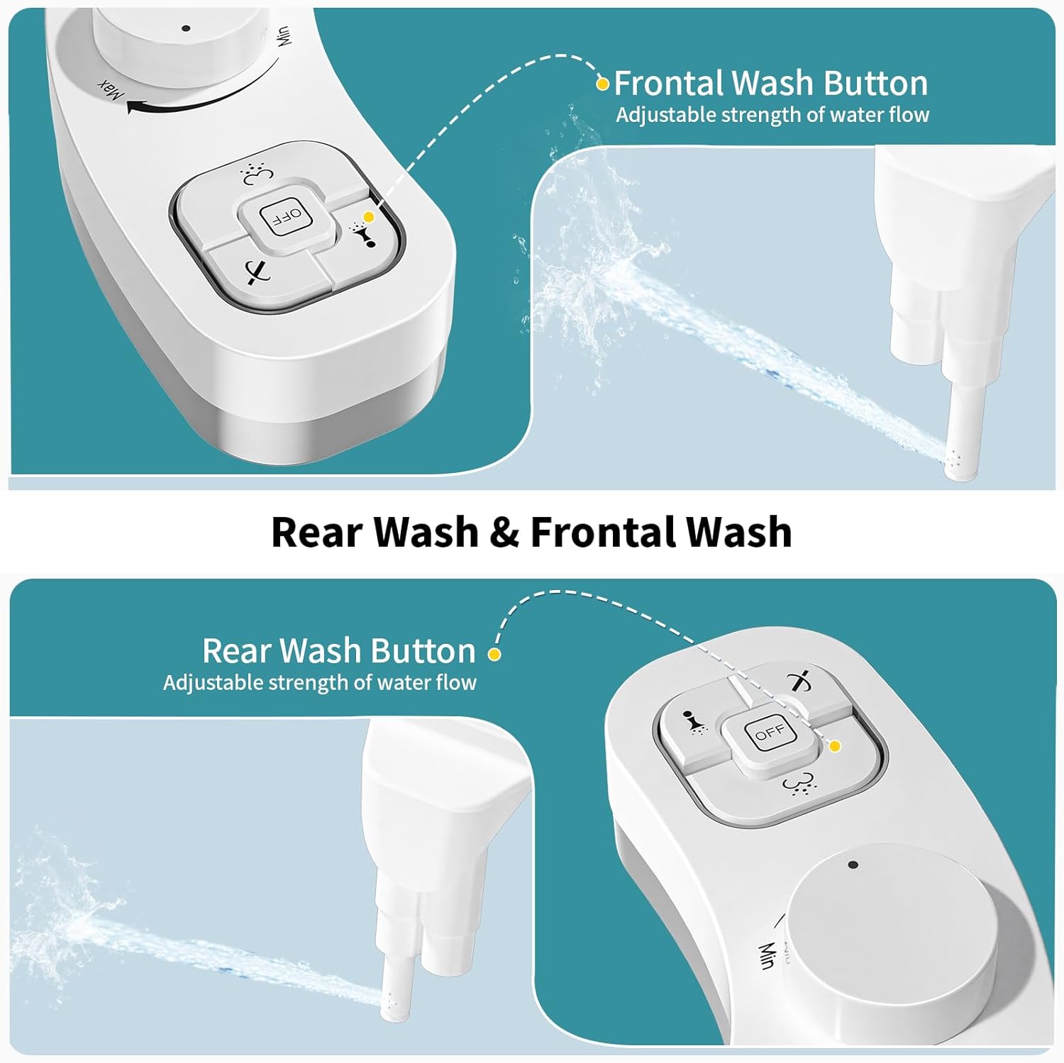 Detalle 2 de PIKETS Dual-Nozzle Manual Bidet Attachment with Adjustable Pressure, White
