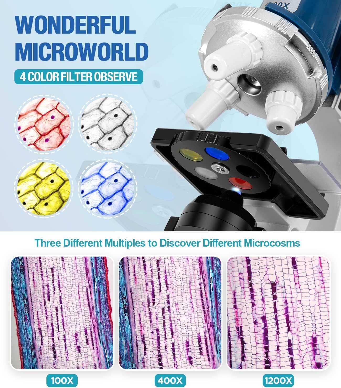 Detalle 2 de 58-Piece Kids Microscope Kit 100X–1200X 🔬