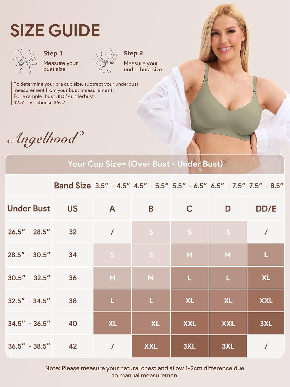Detalle de Angelhood 3-Pack Seamless Nursing Bras, Wireless Full-Coverage Design