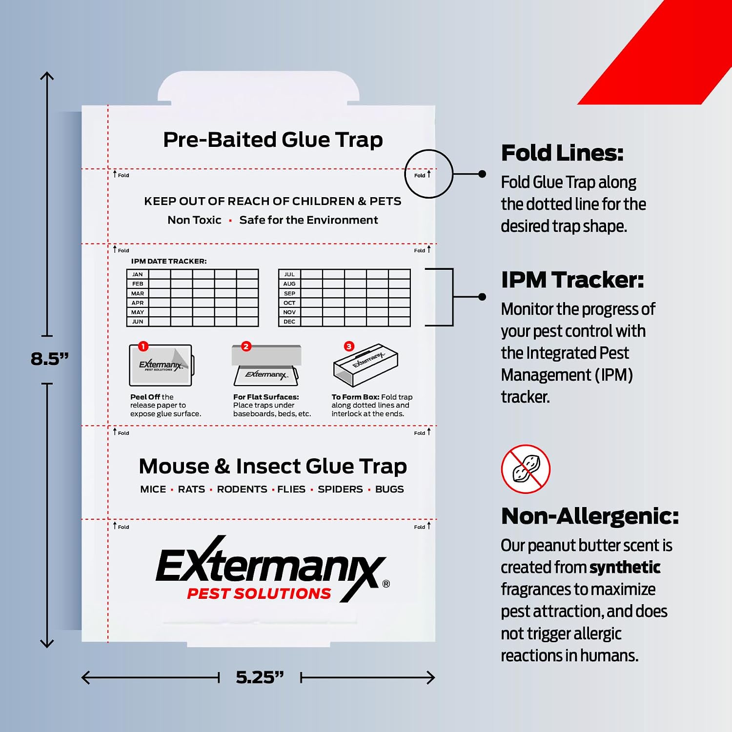 Detalle 2 de Extermanix Glue Traps for Mice and Bugs, Strong Adhesive, 12 Count