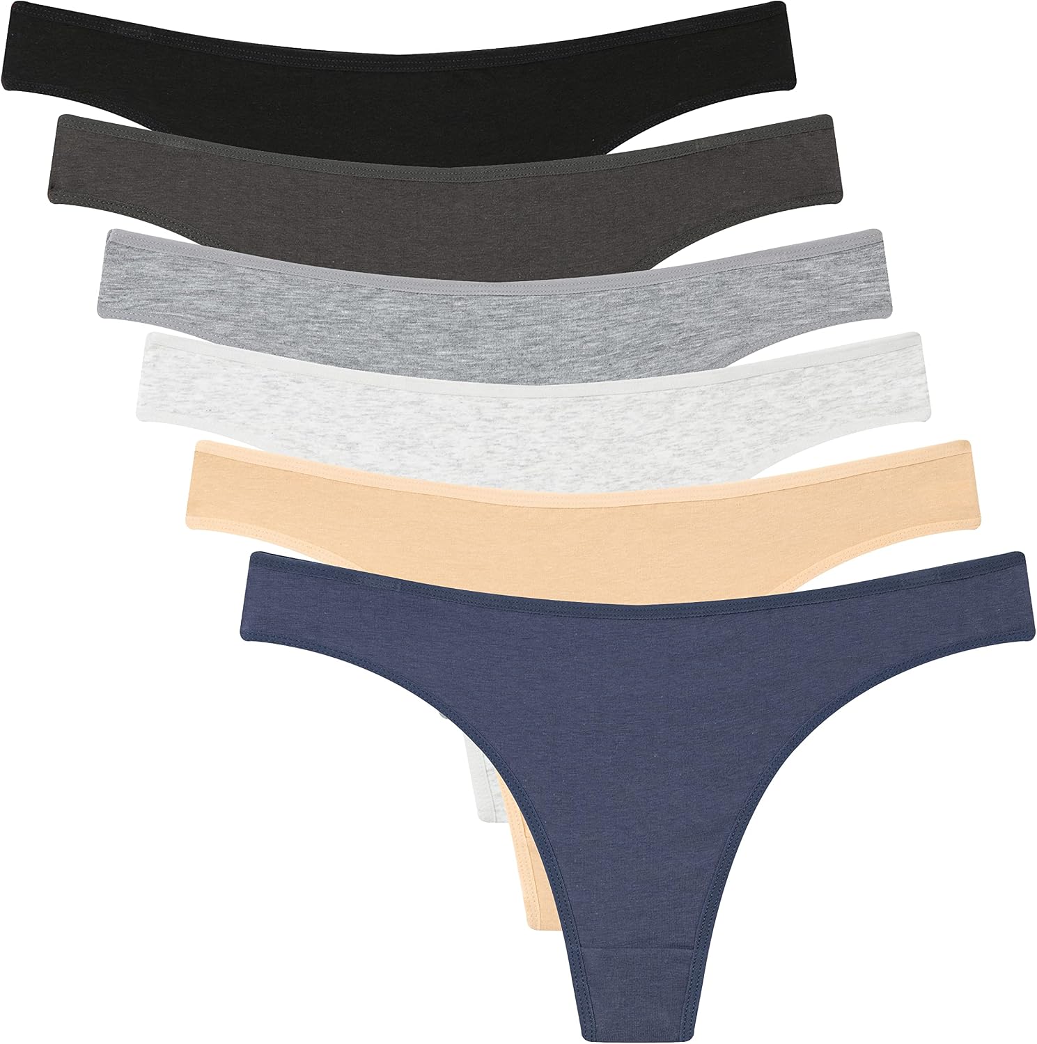 Detalle de ELACUCOS 6-Pack Women’s Cotton Thong Bikini Underwear (Breathable, Comfort Fit)