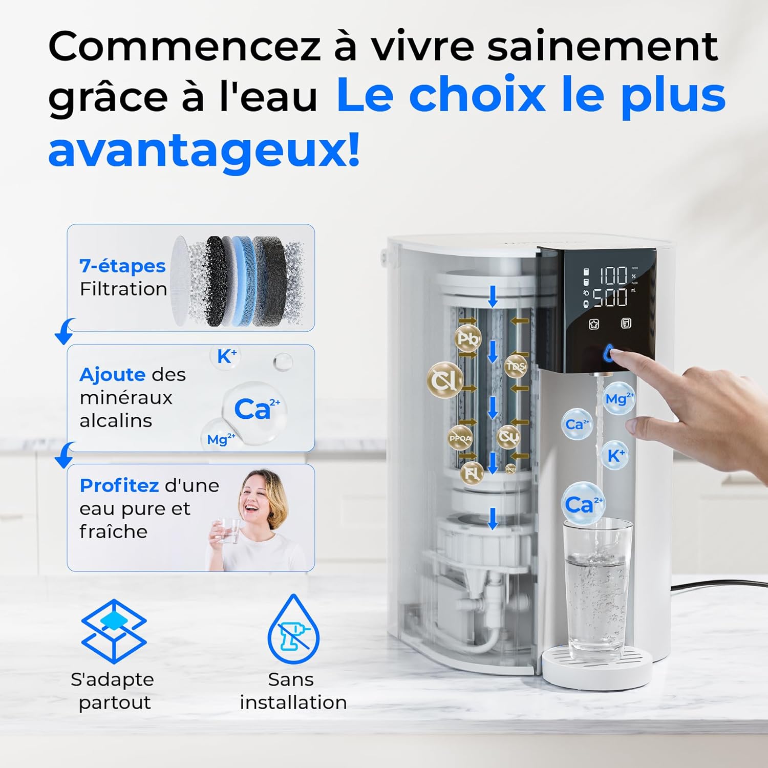 Thumbnail 1 de Waterdrop CoreRO Système d’Osmose Inverse WD-C1SL — Filtration sur comptoir en 7 étapes, minéraux alcalins et sans installation