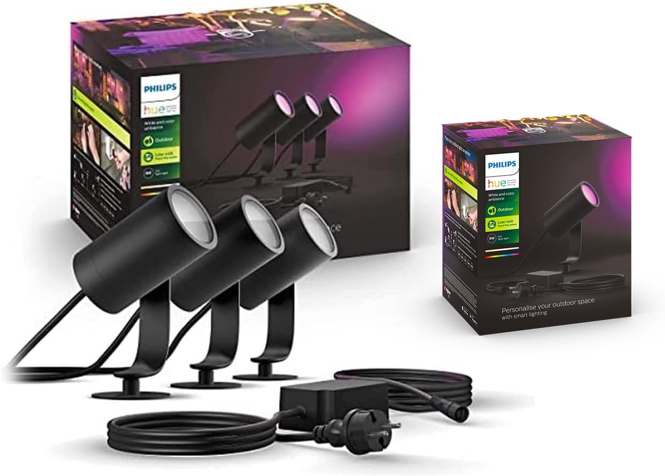 Thumbnail 1 de Philips Hue Lily esterno Faretto Kit Base 4 Faretti — Ambienti esterni a luce modulabile, 8 W, nero