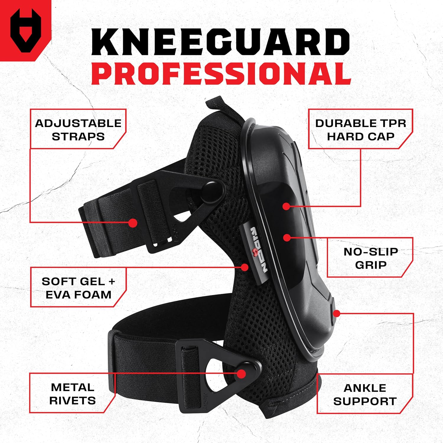 Detalle de NoCry Professional Construction Knee Pads with Gel Foam, Ankle Support and Non-Slip Cap