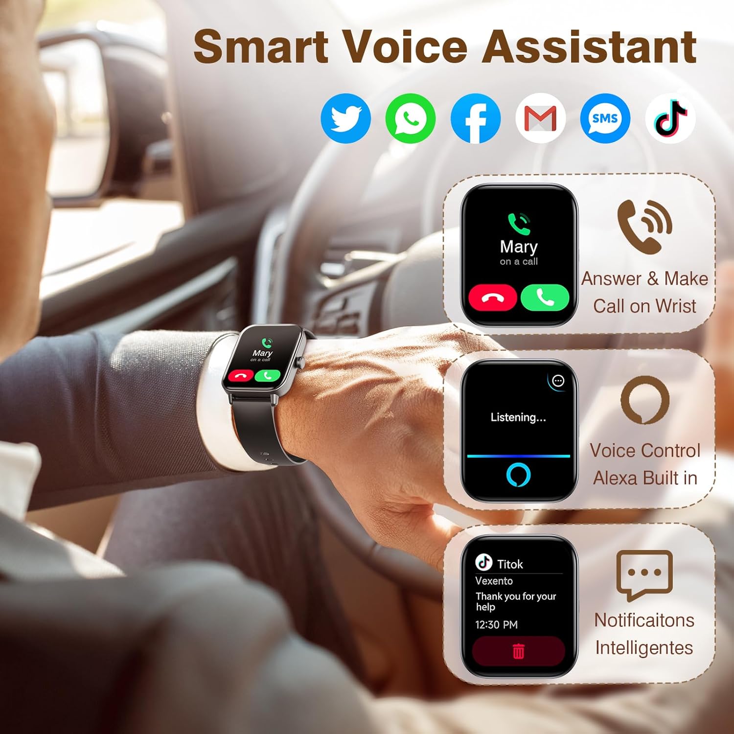 Thumbnail 1 de Smart Watch for Men Answer/Make call & Alexa 1.8"