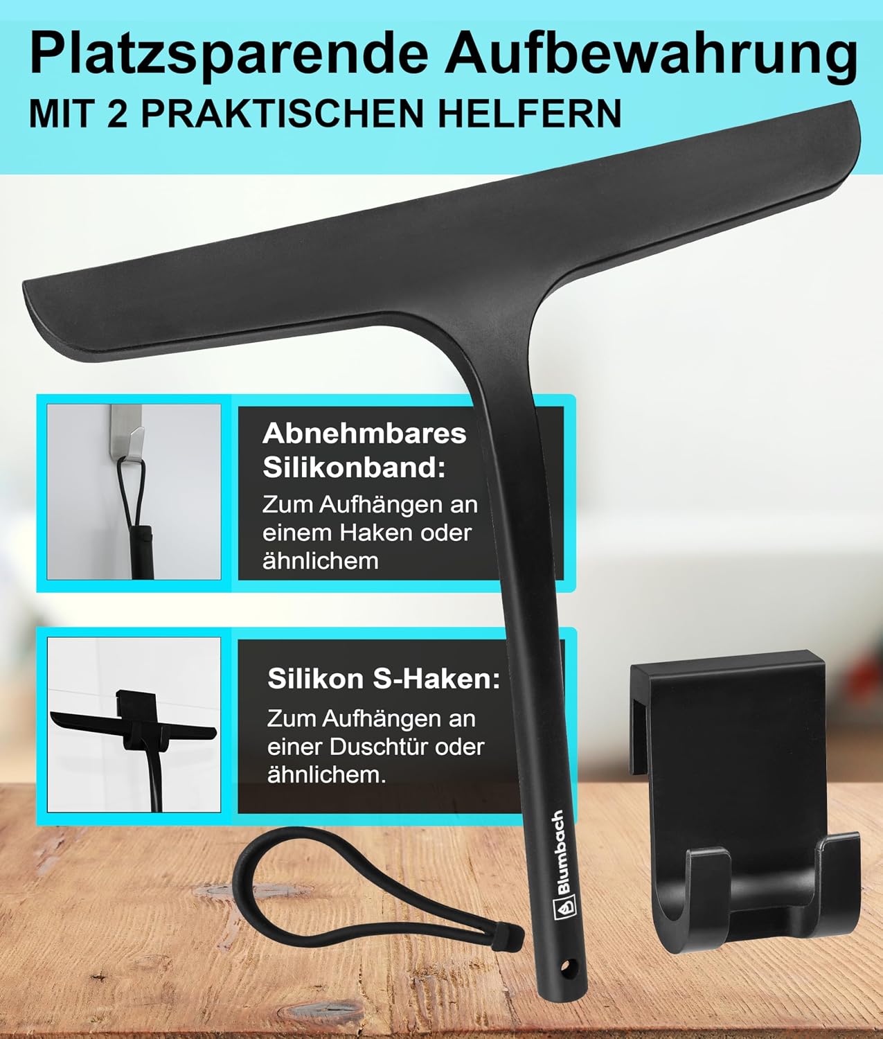 Detalle 2 de BLUMBACH Duschabzieher 28 cm schwarz