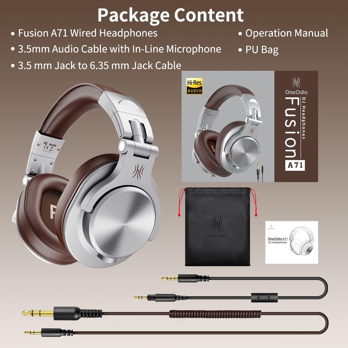 Thumbnail 6 de OneOdio A71 Wired Over-Ear Studio Headphones with 40 mm Drivers