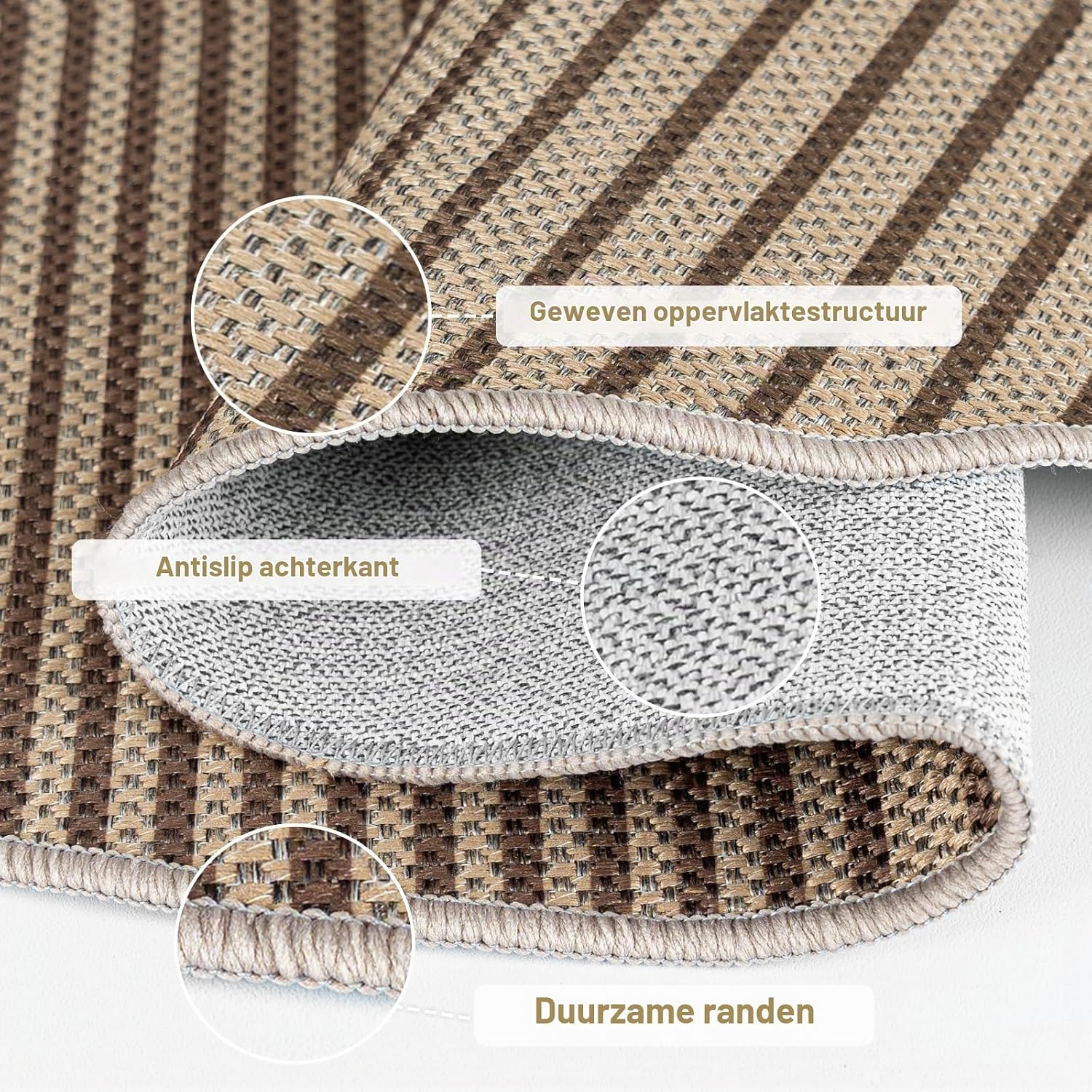 Detalle de VSIWB rond vloerkleed 120 cm, polyester met jute-look en antislip