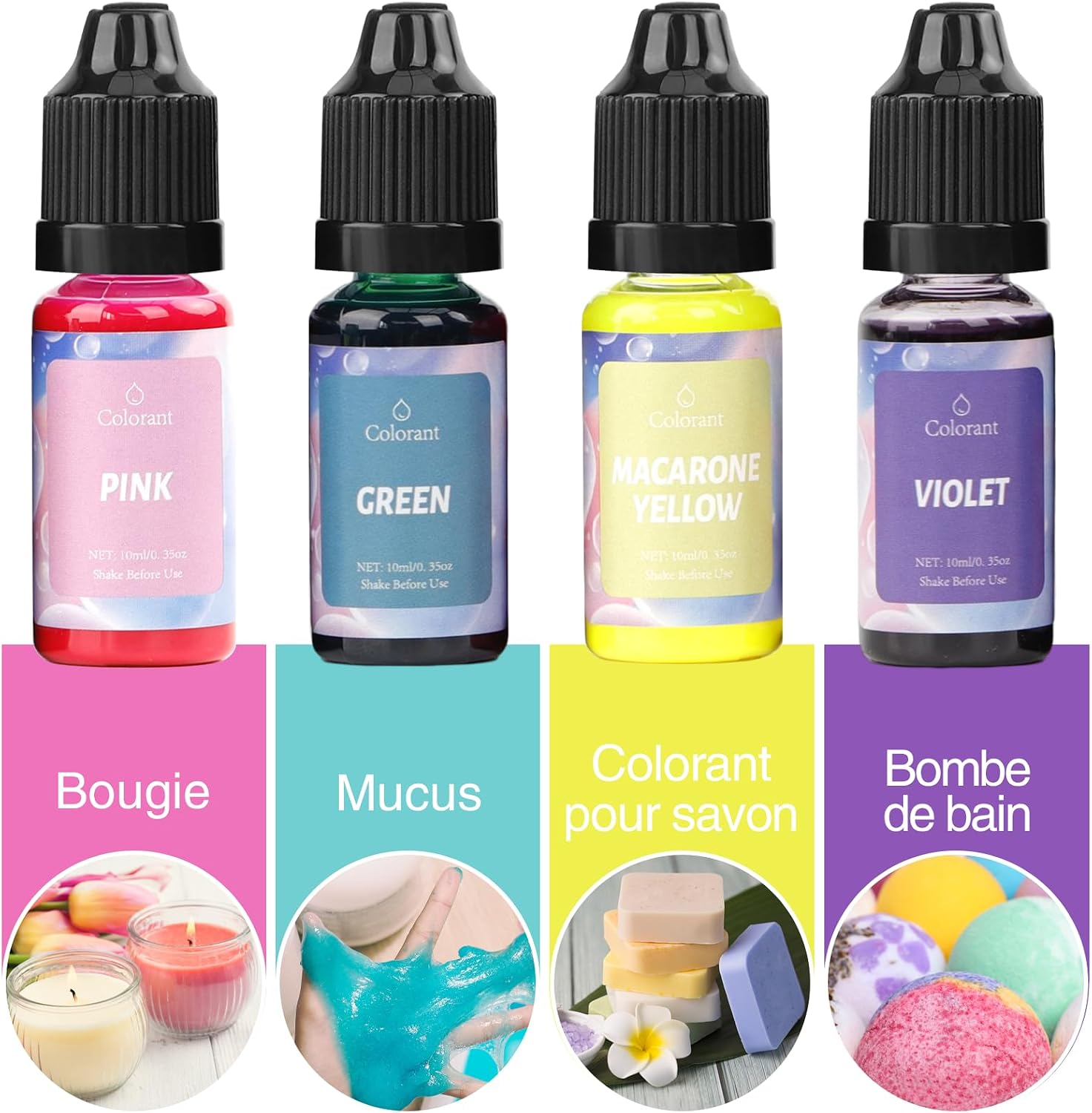 Detalle de DEWEL lot de 16 couleurs de savon liquide pour fabrication maison (savon, bombes de bain, slime)