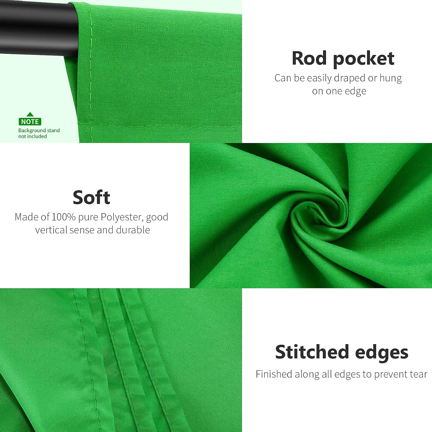 Detalle de Neewer 10 x 12FT / 3 x 3.6M PRO muslin collapsible backdrop (background only) – green