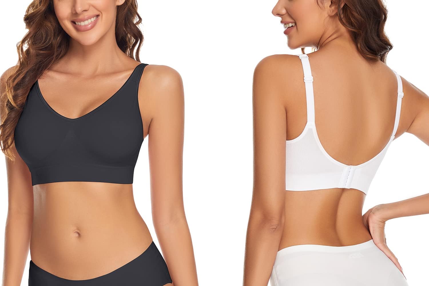 Detalle 2 de Amazingjoys non-wired seamless bras for women with removable pads (3-pack)