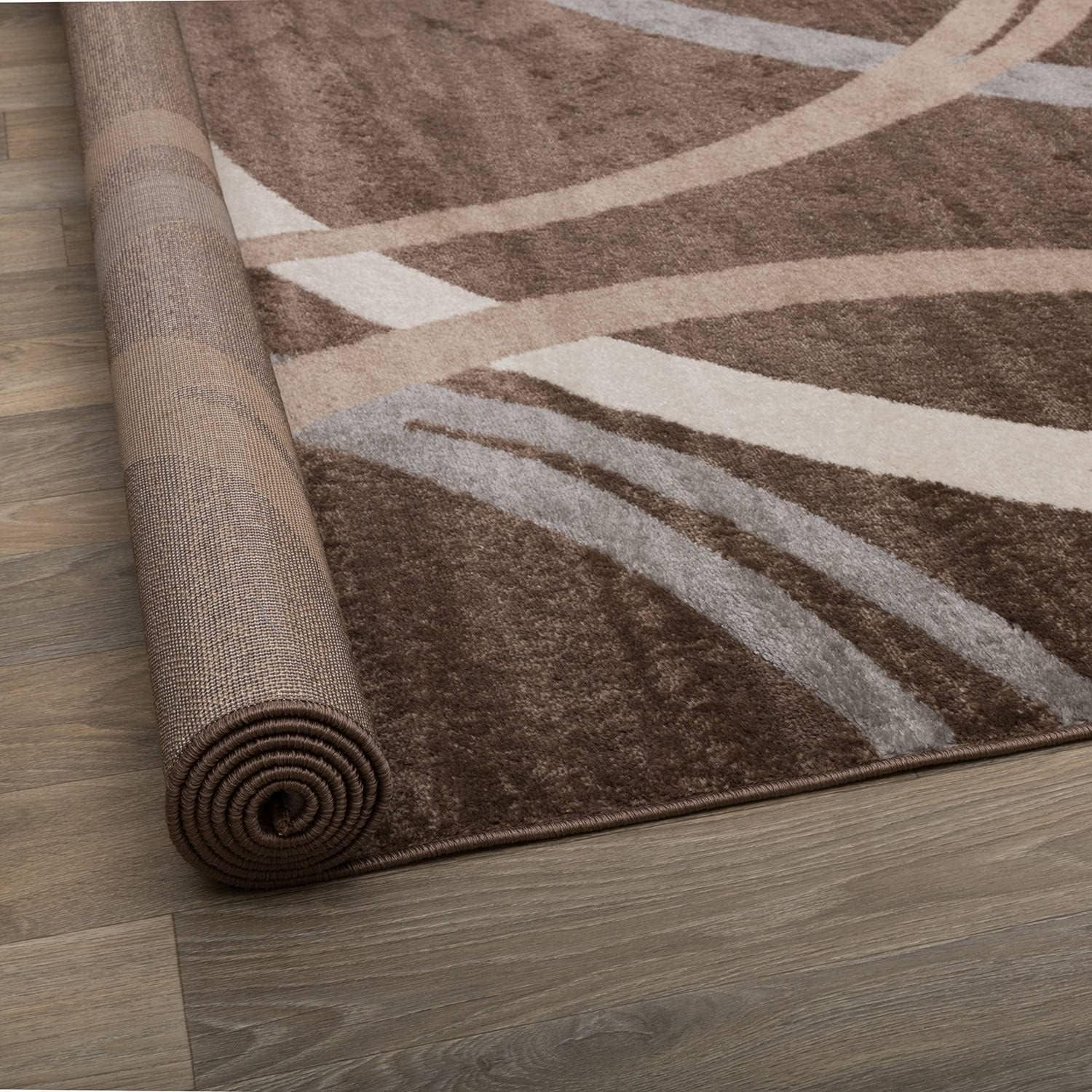 Thumbnail 3 de Rugshop Modern Wavy Circles Area Rug (Brown) with Fade-Resistant Polypropylene Pile, 3'3" x 5