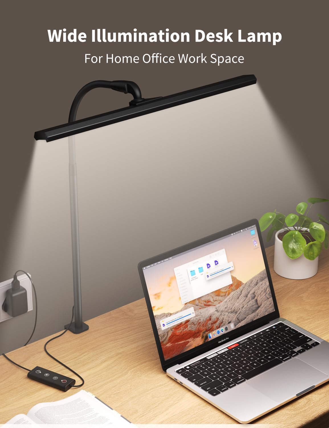Thumbnail 1 de Kary LED Desk Lamp with Clamp (15.7" wide) – 5 brightness & 5 colour levels with 60-minute timer, black