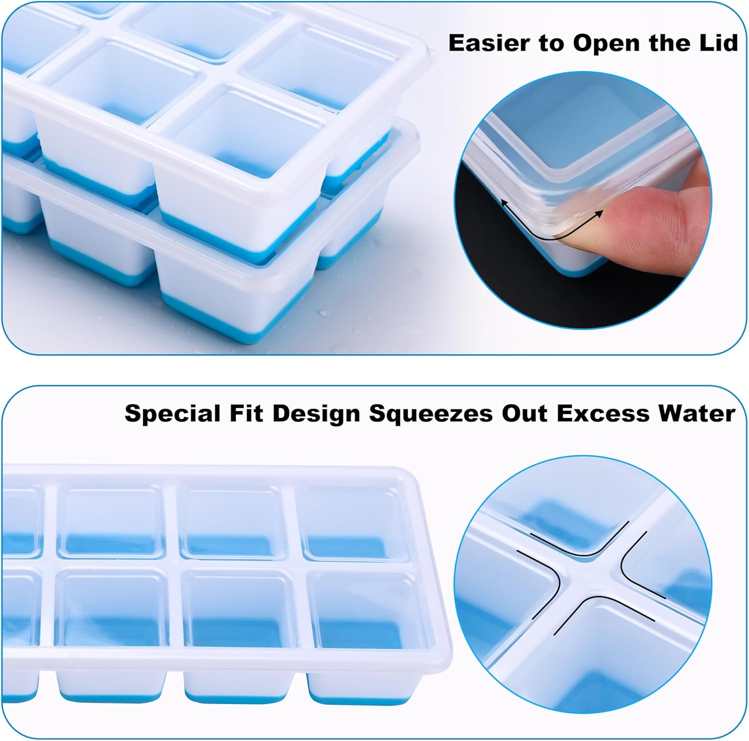 Thumbnail 3 de Large Ice Cube Tray with Lid – 3 Pack for Jumbo 4.5cm Ice Cubes