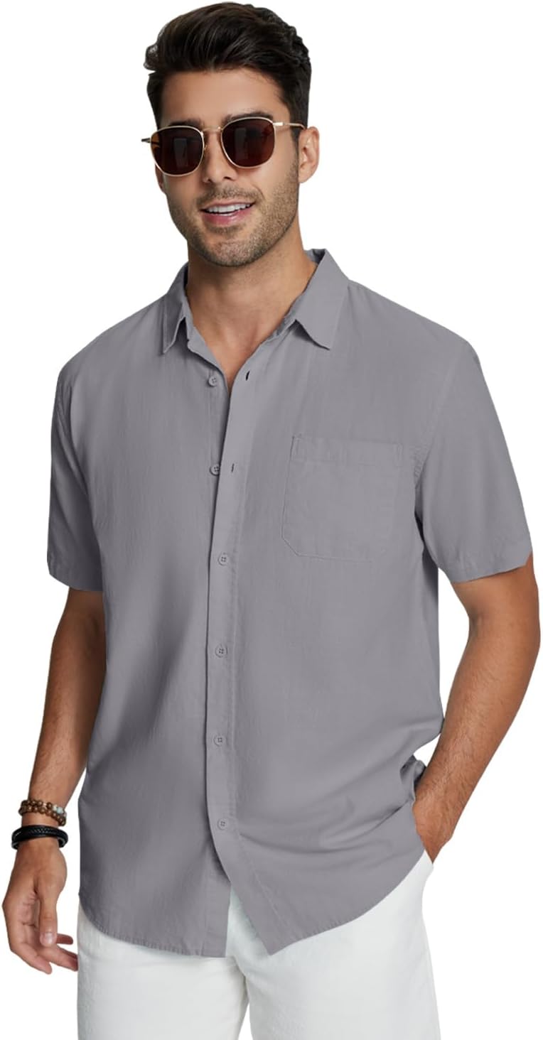 Thumbnail 1 de Friptspyg chemise homme lin & coton manches courtes coupe regular casual (avec poche)