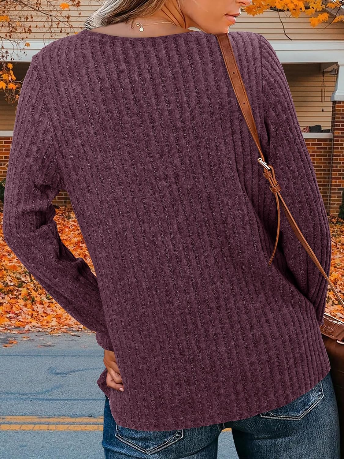 Thumbnail 4 de onlypuff Women's V-Neck Long-Sleeve Tunic Top, Loose-Fit Lightweight Sweater