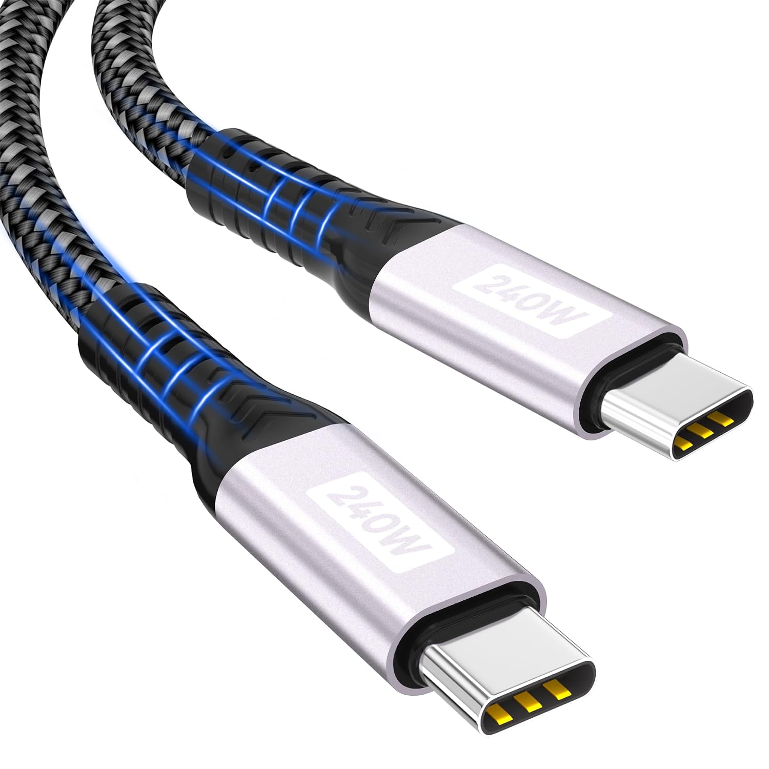 Detalle de woednx Kabel USB-C–USB-C 2 m, do 240 W, 5 A, nylonowy oplot