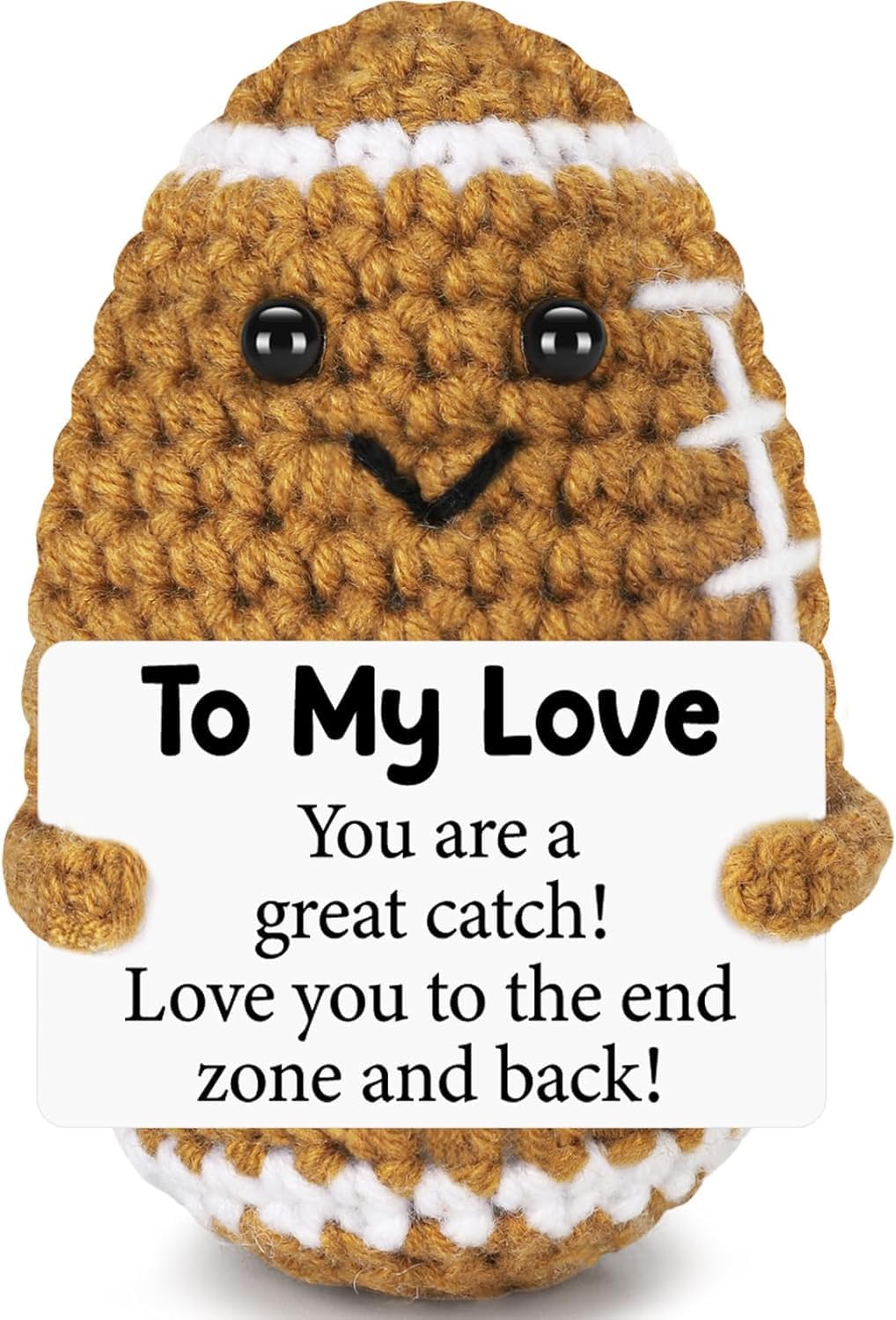 ALUNME “To My Love” handmade crochet rugby football gift (small plush)