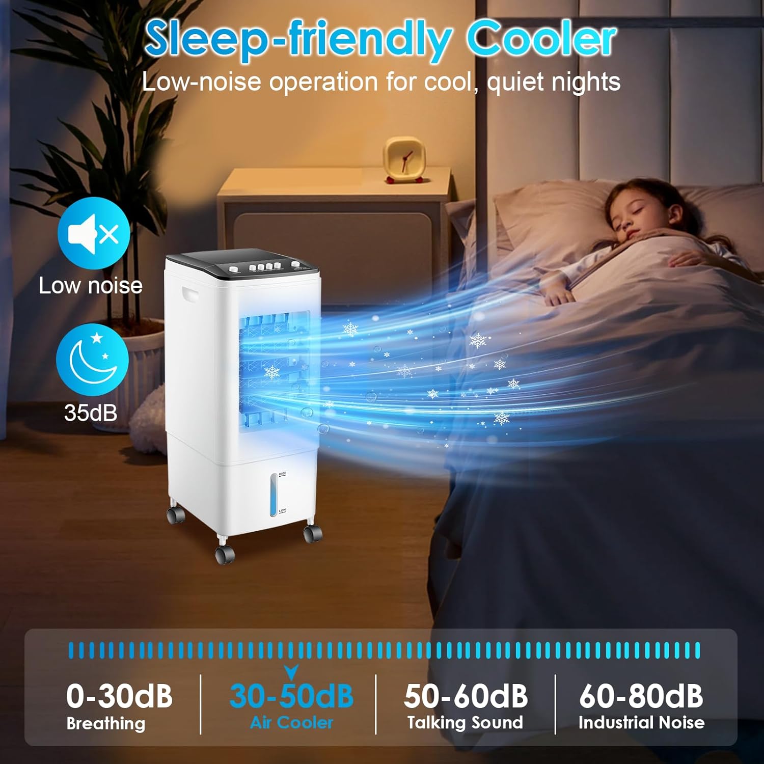 Thumbnail 4 de Portable Air Cooler Fan: 3-in-1 Evaporative Cooling with 6L Tank, Ice Packs and Quiet 60W Operation