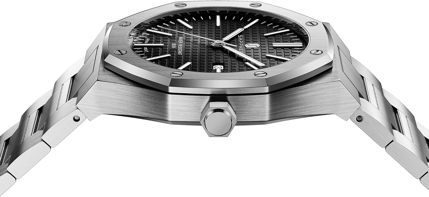 Thumbnail 2 de SAPPHERO Herren Quarzuhr SO-2110 mit Edelstahlband – 42-mm-Zifferblatt, Kalender & 3ATM wasserdicht