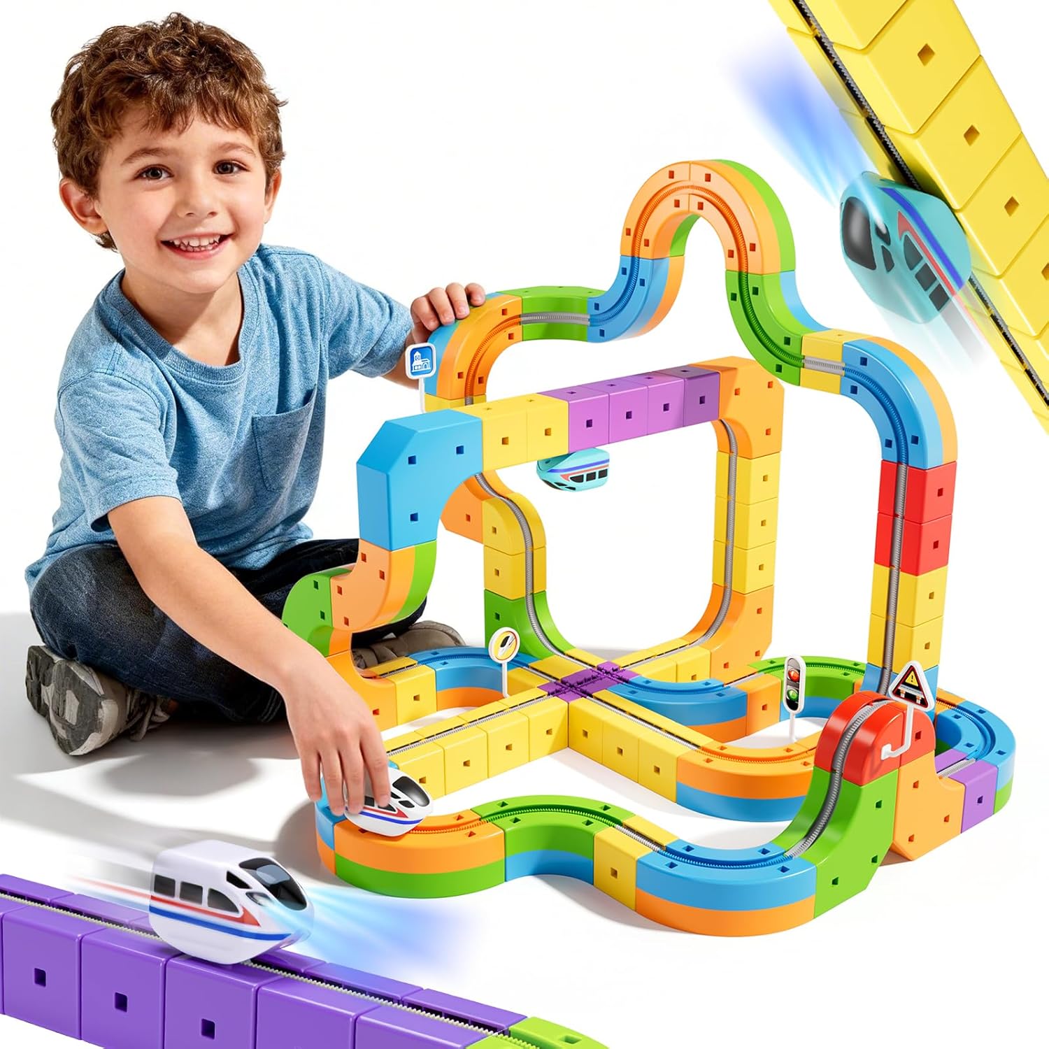 Wdebay klick Rail: 3D Magic Flexible Race Track with Anti-Gravity Train Set