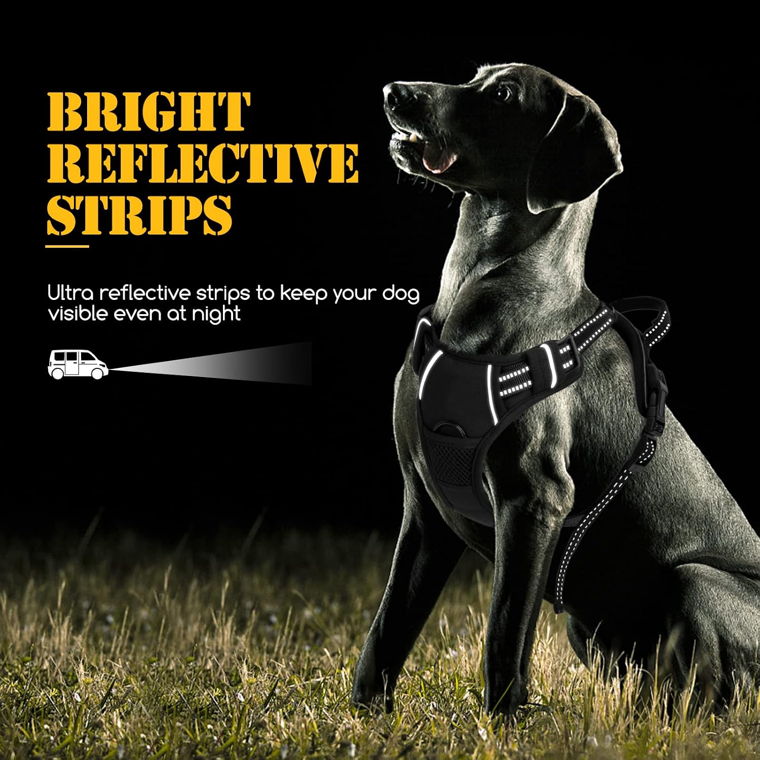 Detalle de Nobleza Harnais Anti Traction pour Chien avec Poignée de Contrôle – Réfléchissant et Réglable, Noir (L)
