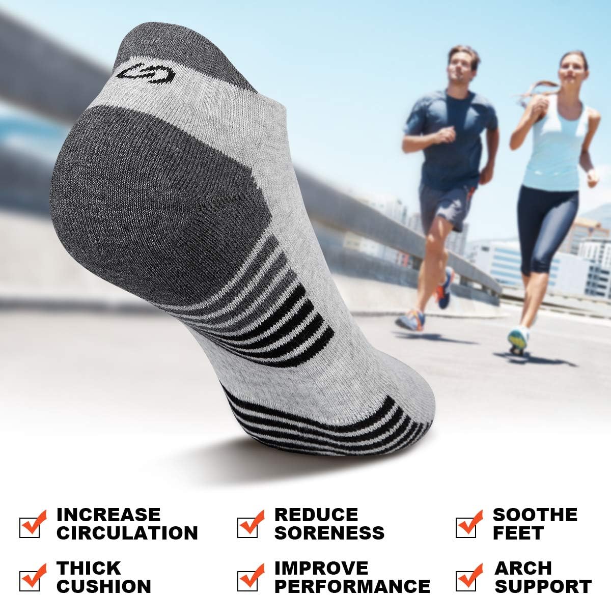 Thumbnail 4 de Coskefy Thick Cushion Ankle Trainer Socks (6 Pairs) for Men & Women
