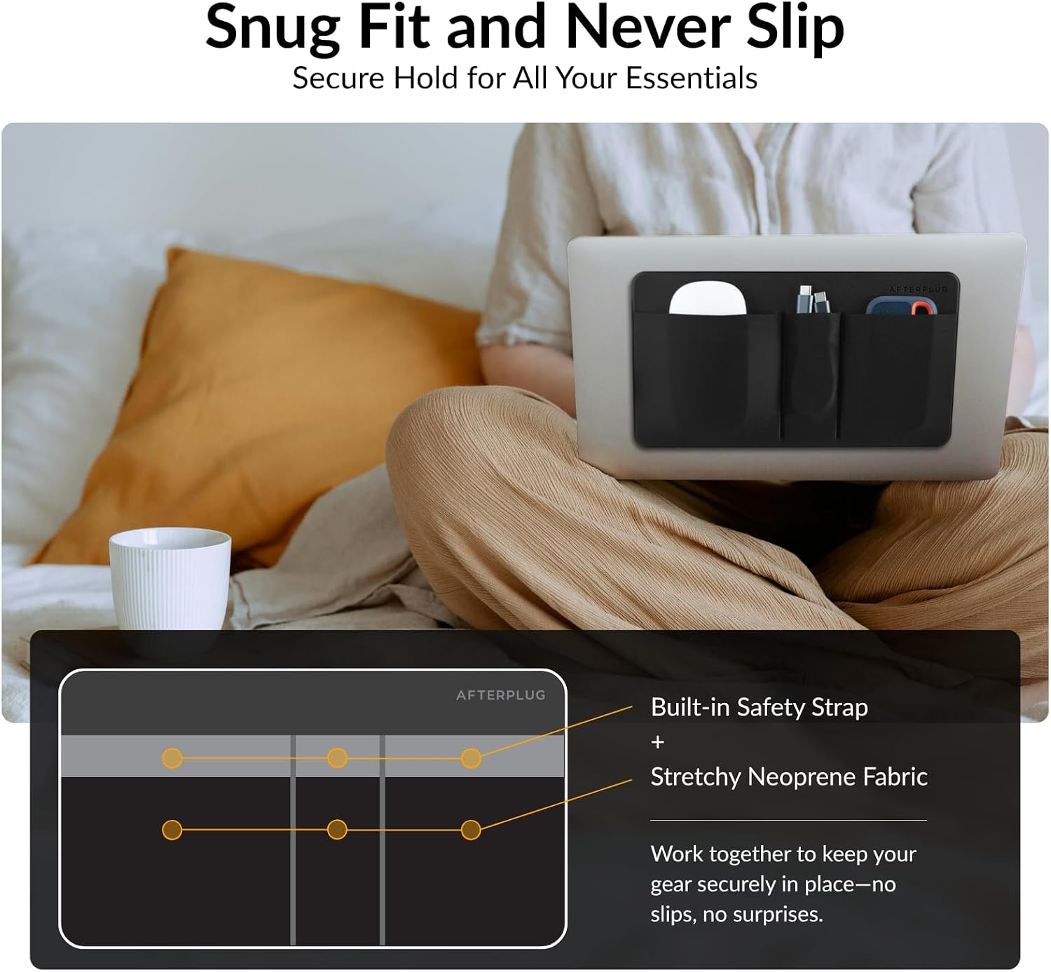 Thumbnail 3 de Afterplug 3-Pocket Storage Pouch: Adhesive Laptop Accessory Organizer in Grey
