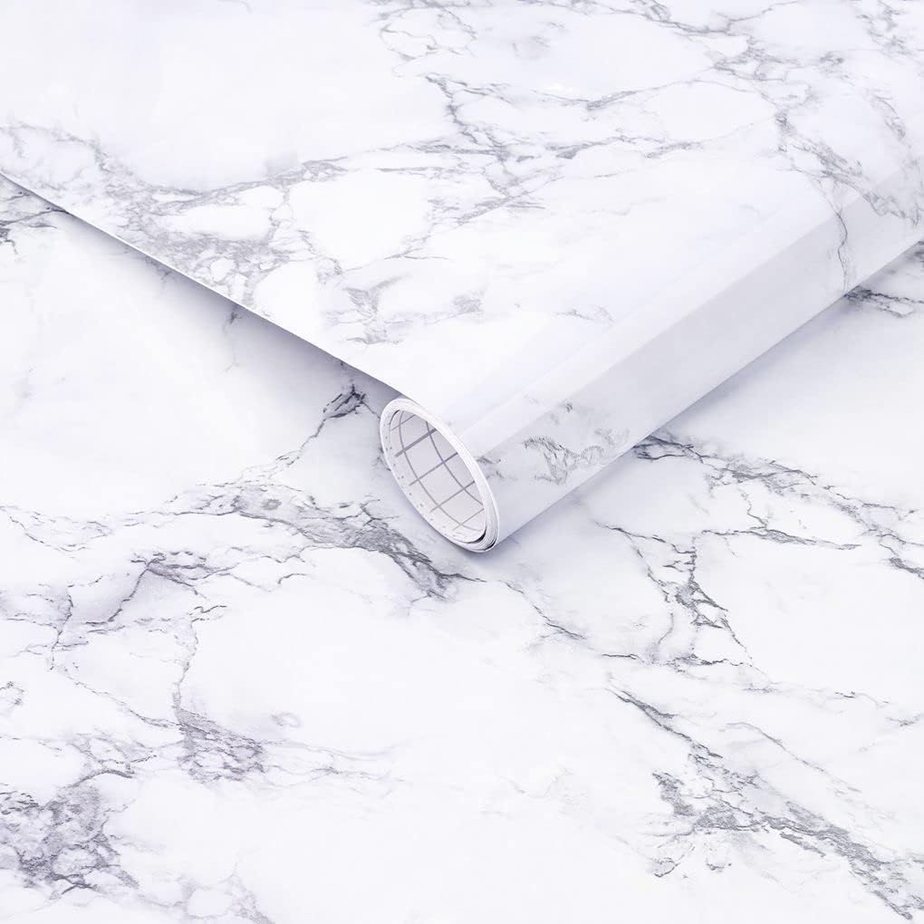 Detalle de Arthome WALL DECOR White/Gray Marble zelfklevende vinylfolie, 44 cm x 6 m