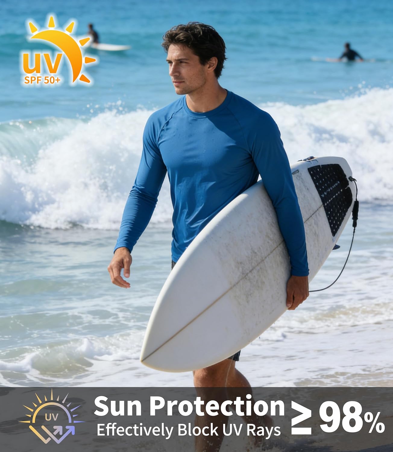Detalle de ZITY 5 Pack Long Sleeve Shirts for Men with UPF 50+ Sun Protection — Fast Dry, Lightweight Rash Guard