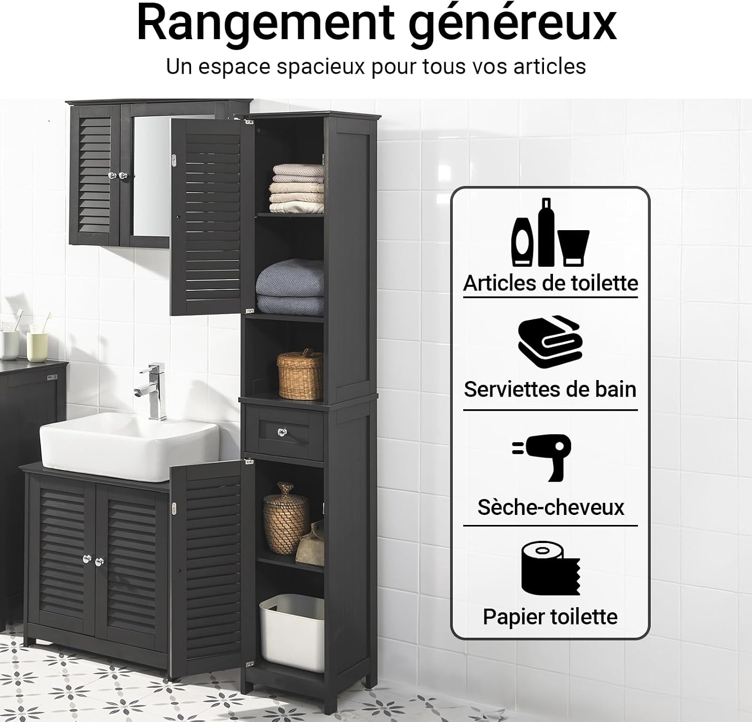 Thumbnail 5 de SoBuy FRG236-DG colonne 32x170x30 cm