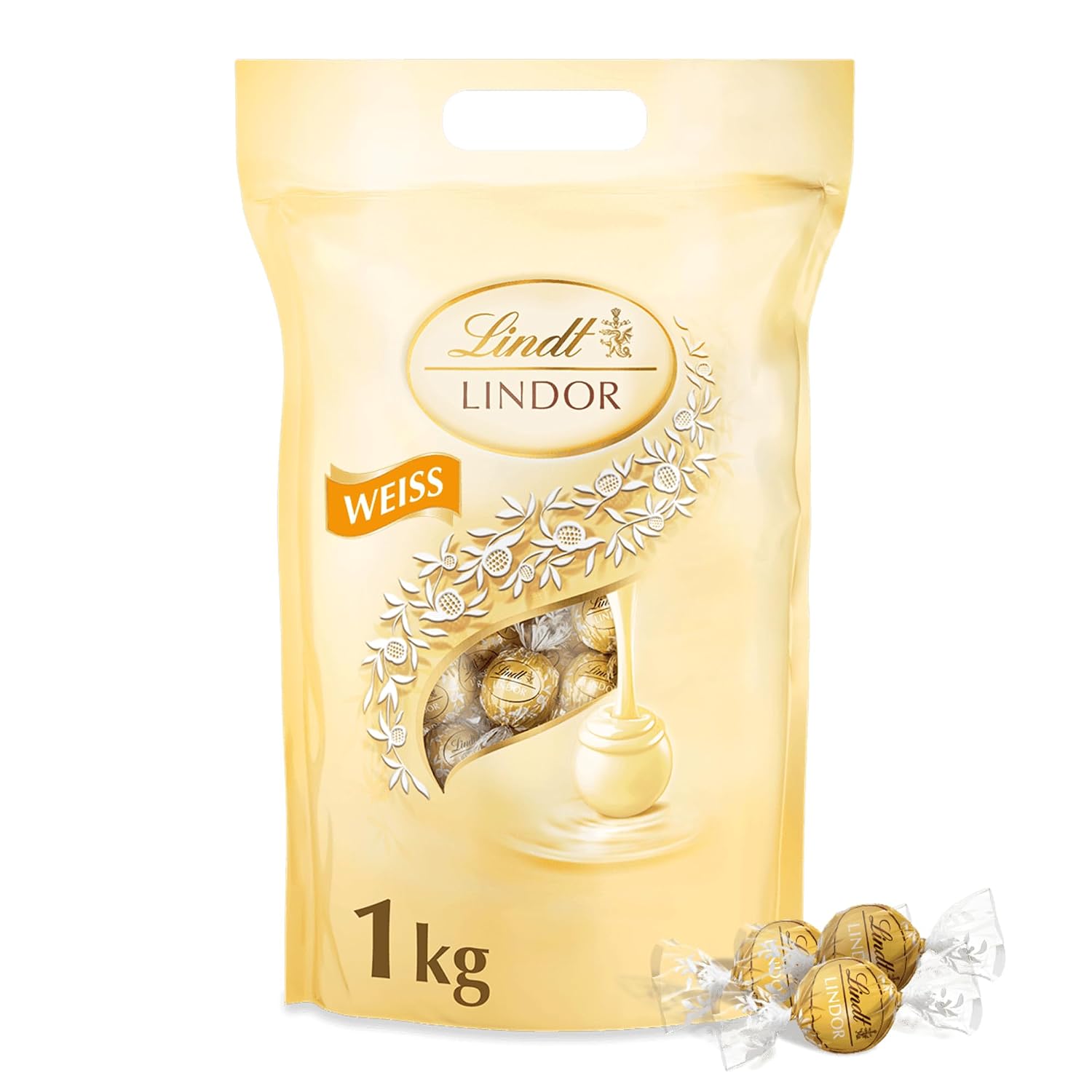 Detalle de Lindor Weiß 1 kg Beutel, ca. 80 Kugeln 🍫