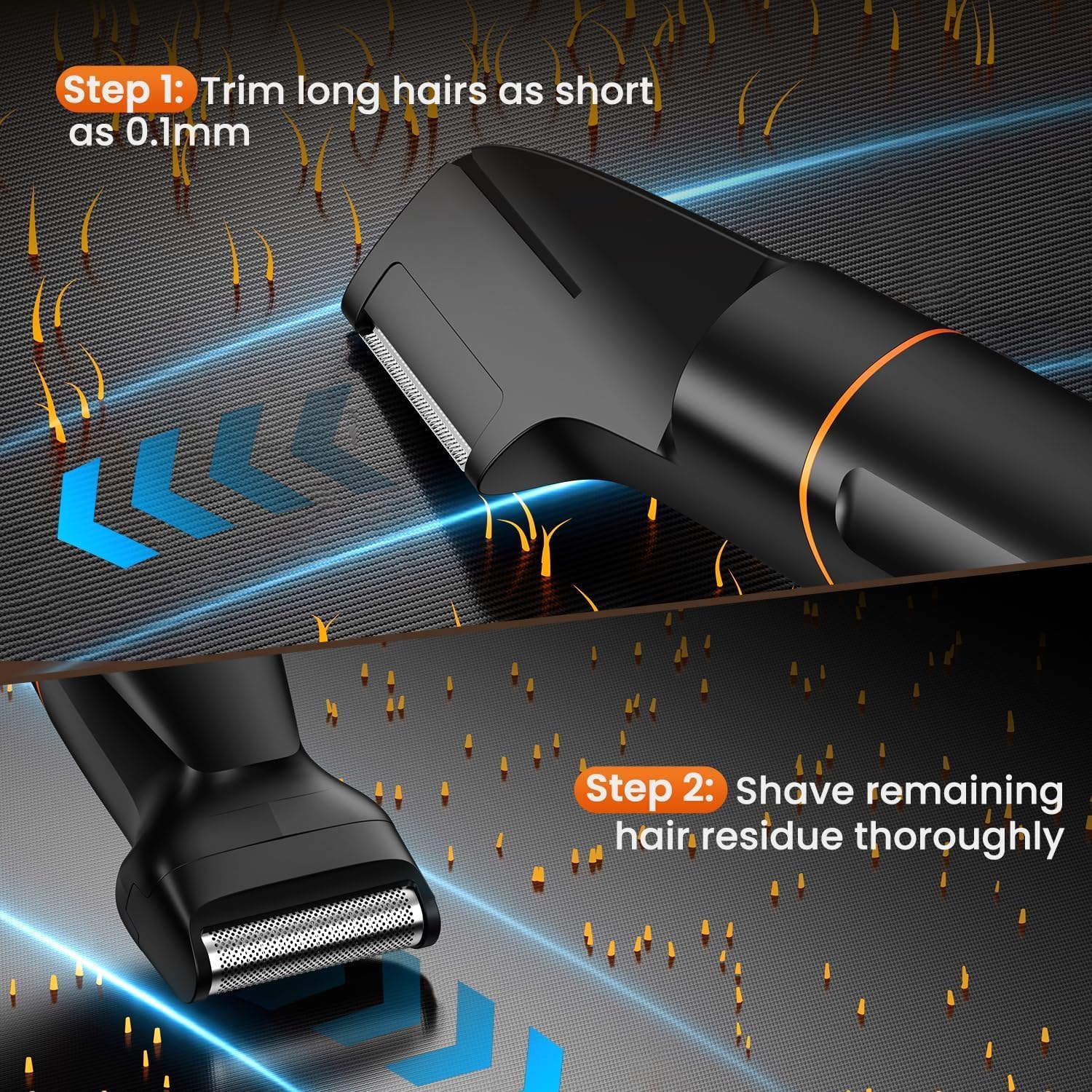 Detalle de MAXGROOM Manscape 4-in-1 Body Hair Trimmer for Men – Electric Razor Kit with Magnetic Blades, IPX6 & USB-C