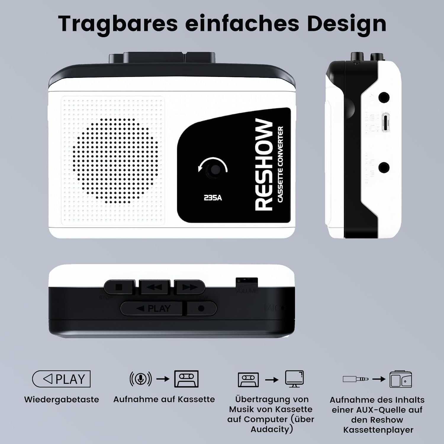 Thumbnail 1 de Reshow Reproductor de Casete portátil con USB