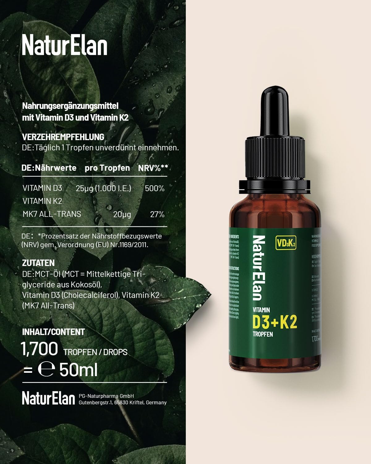 Detalle 2 de Vitamin D3 K2 Tropfen 50 ml đ